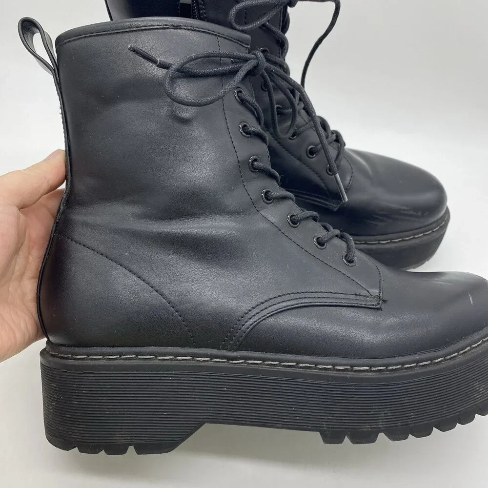 Steve Madden Basille Lace Up Platform Lug Sole Boot Women 11 Combat 90s Grunge - Picture 3 of 16